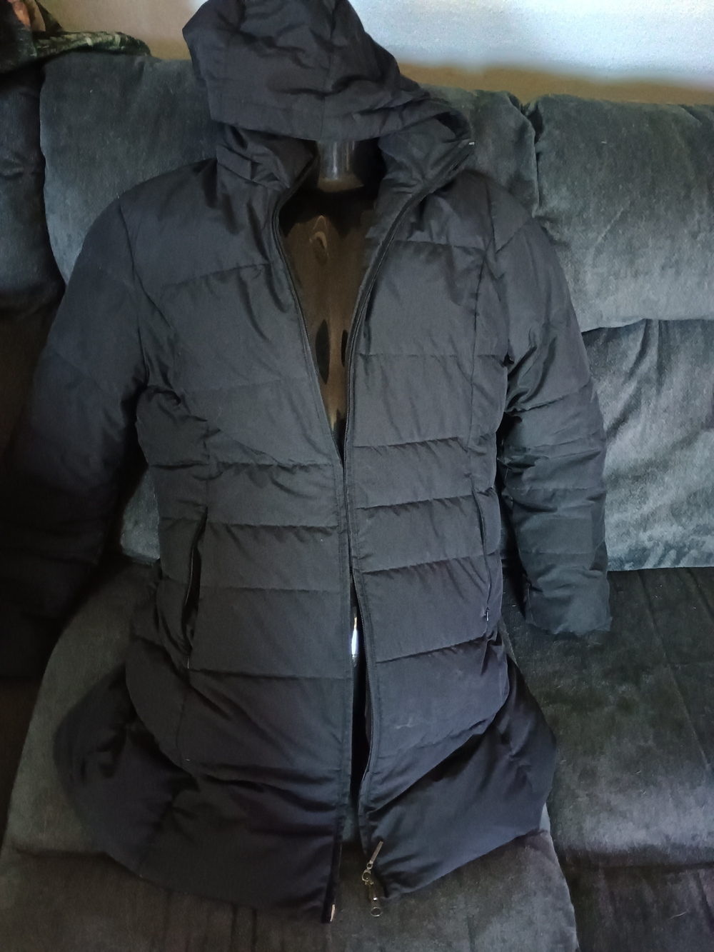 Weatherproof Women's Black Long Puffer Coat Hooded Winter Jacket Size M